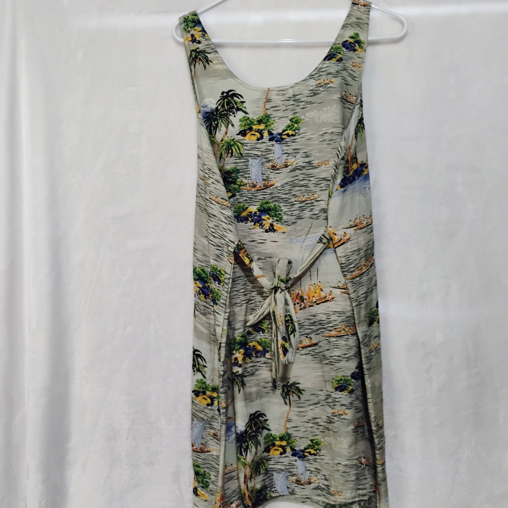 Looking Good Vintage Tropical Hawaiian Print Rayon Shift Dress XL Made in USA Z - Picture 3 of 7